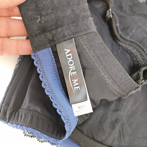Adore Me Zita Unlined Full Coverage Bra‎ 40G Black Blue - Picture 5 of 6